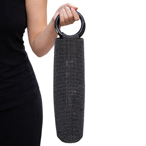 Shimmering Mesh Wine Satchel Bag - Black